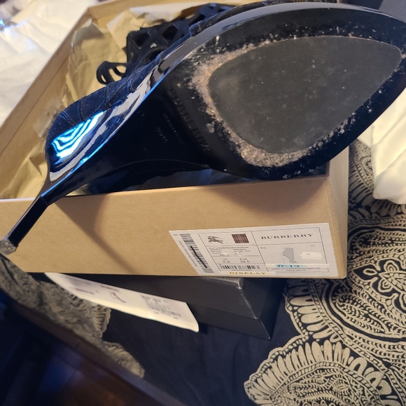 Authentic Burberry Black Velour Edenside Platform Ankle Boot - Picture 7 of 9